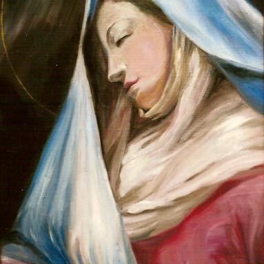 Vierge assoupie, huile sur toile